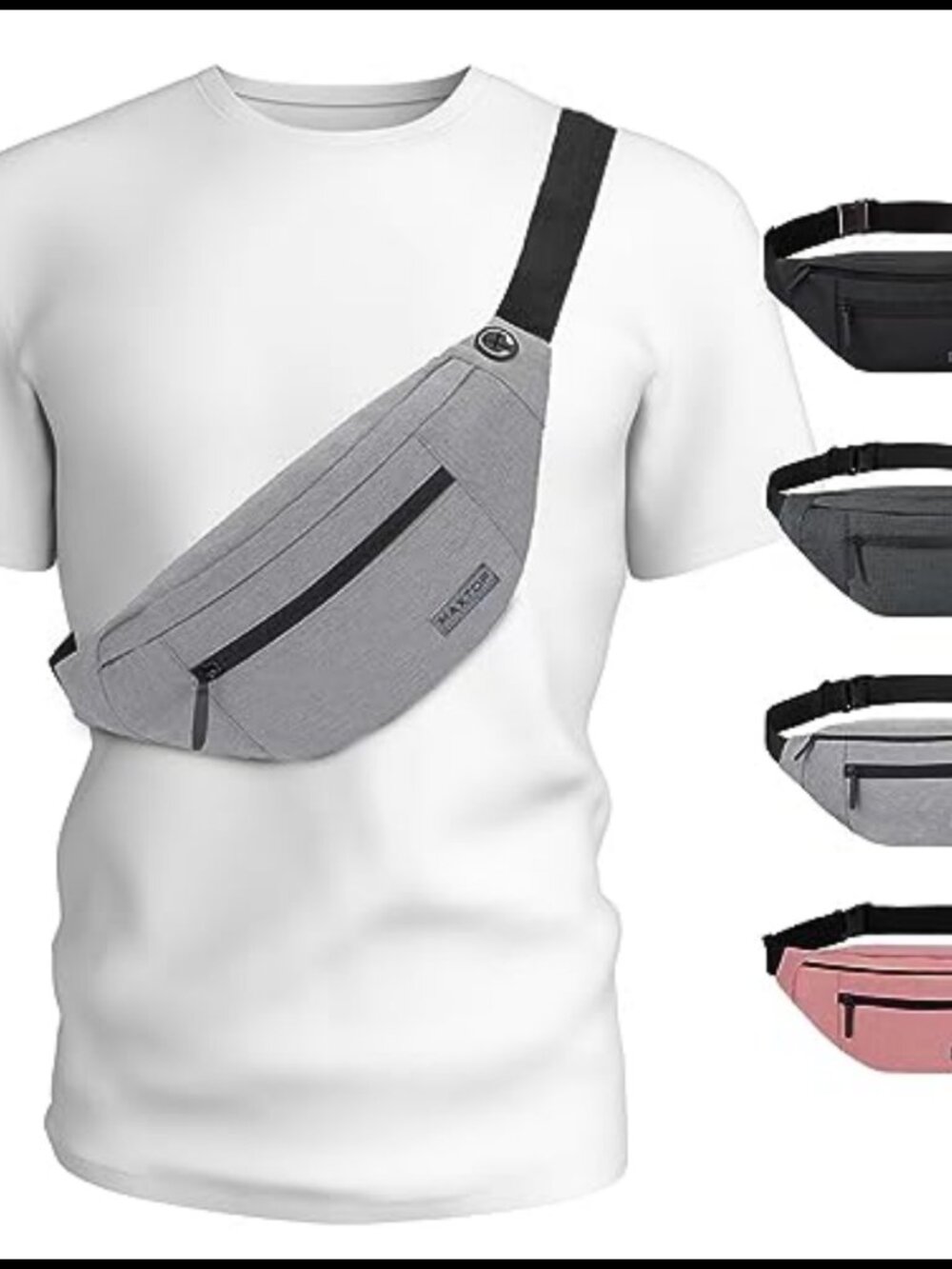 Fanny Pack Waist Bag Crossbody Travel Hiking Belt Bag with 4 Zippered Pockets